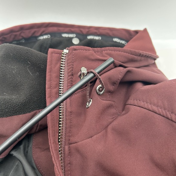 Calvin Klein Women's Burgundy Hooded Coat Jacket Medium Full Zipper Windbreaker - Picture 12 of 15